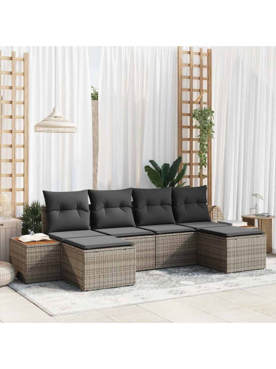 Dārza dīvānu komplekts 6 pcs pelēka 184 x 62 x 85 cm