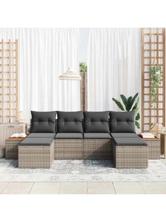 Dārza dīvānu komplekts 6 pcs pelēka 184 x 62 x 85 cm