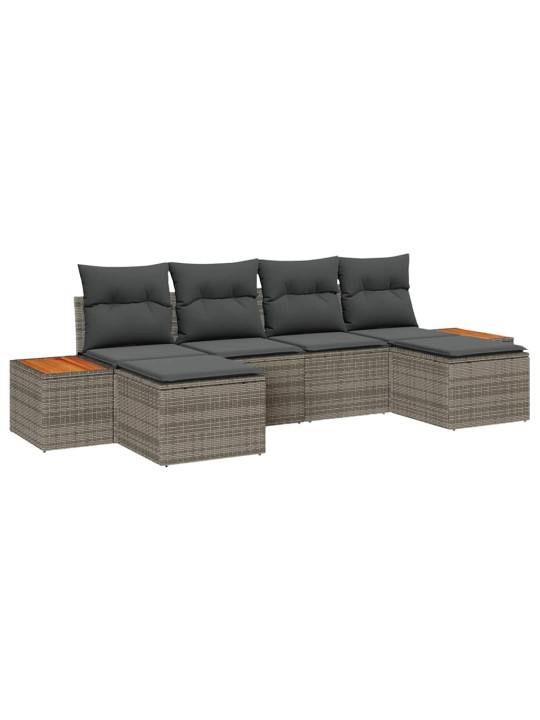 Dārza dīvānu komplekts 6 pcs pelēka 184 x 62 x 85 cm