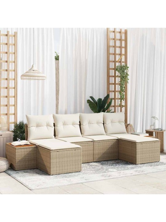 Dārza dīvānu komplekts 6 pcs bēša un krēmkrāsa 184 x 62 x 85 cm
