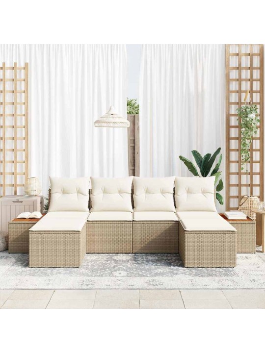 Dārza dīvānu komplekts 6 pcs bēša un krēmkrāsa 184 x 62 x 85 cm