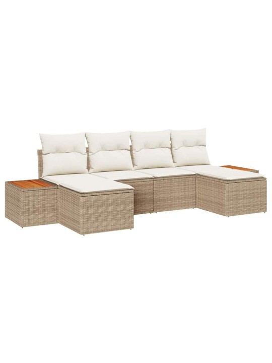 Dārza dīvānu komplekts 6 pcs bēša un krēmkrāsa 184 x 62 x 85 cm