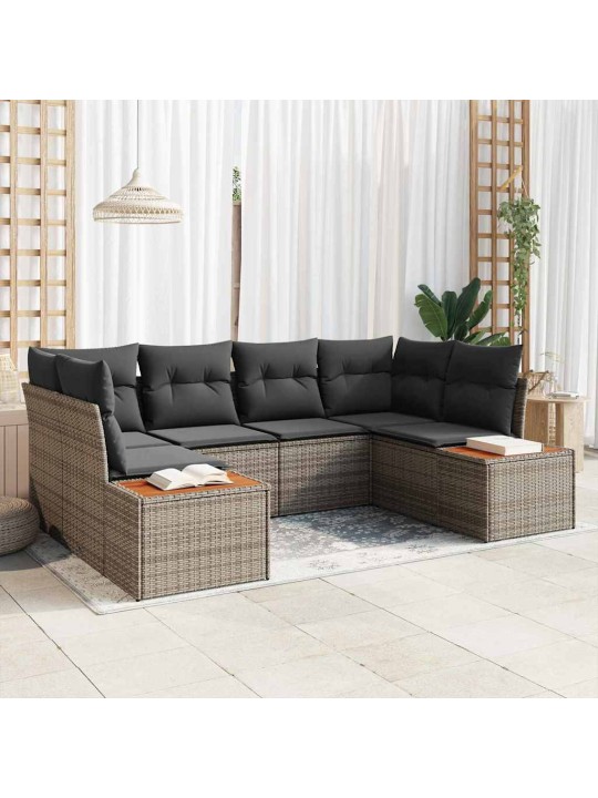 Dārza dīvānu komplekts 6 pcs pelēka 234 x 154 x 85 cm