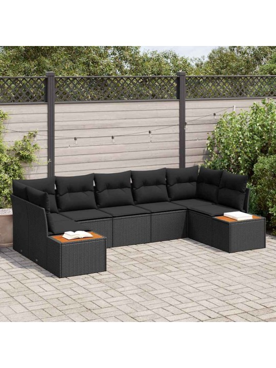 Dārza dīvānu komplekts 7 pcs melna 289 x 154 x 85 cm