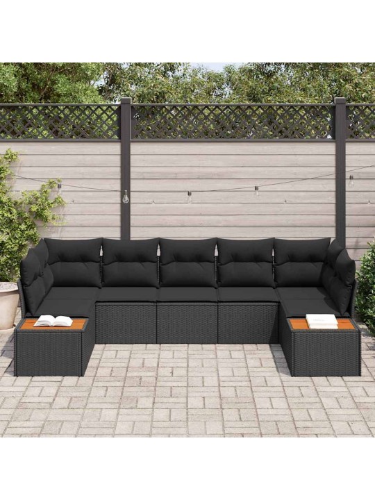Dārza dīvānu komplekts 7 pcs melna 289 x 154 x 85 cm