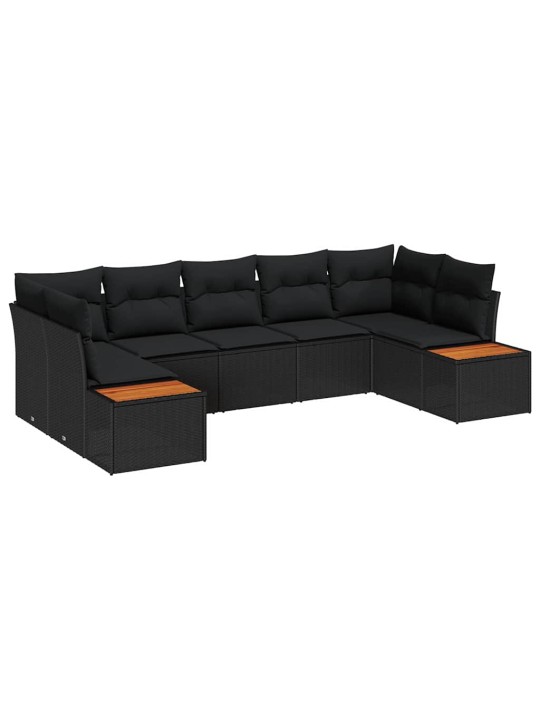 Dārza dīvānu komplekts 7 pcs melna 289 x 154 x 85 cm