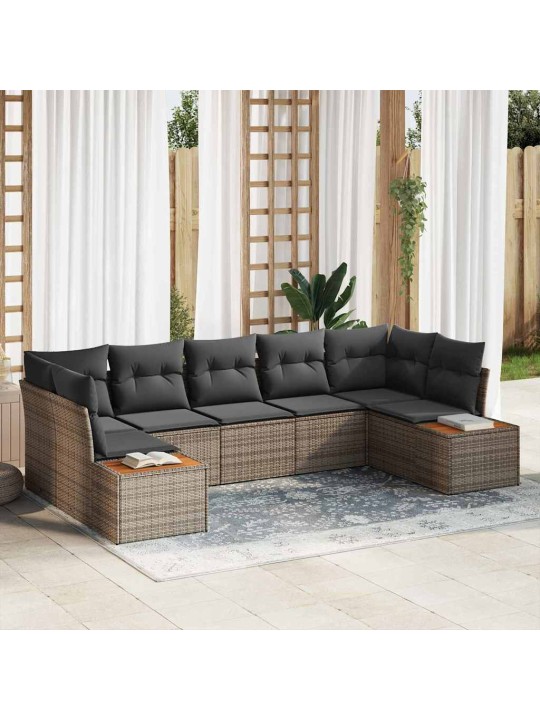 Dārza dīvānu komplekts 7 pcs pelēka 289 x 154 x 85 cm