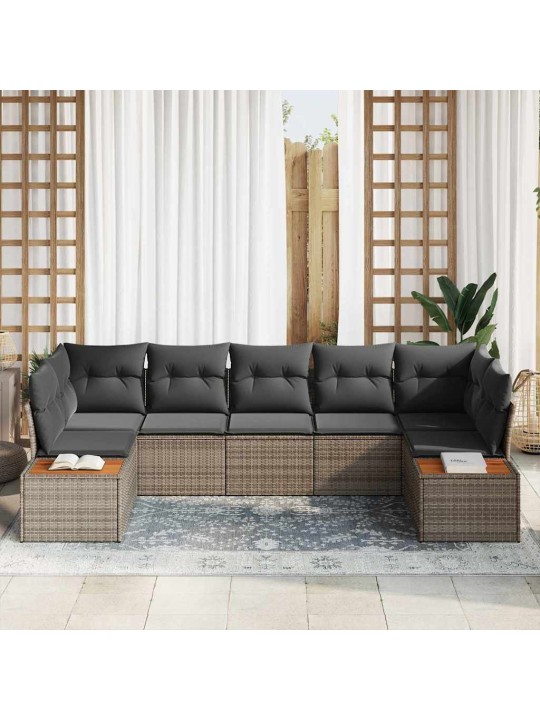 Dārza dīvānu komplekts 7 pcs pelēka 289 x 154 x 85 cm