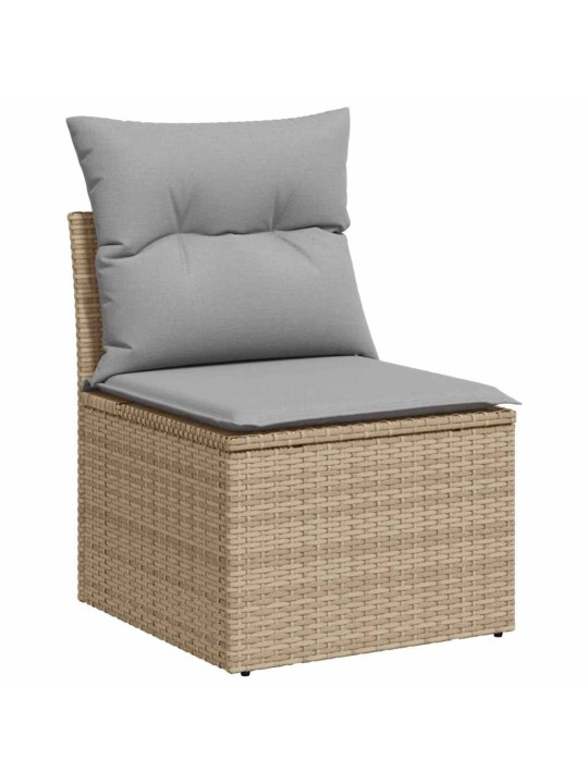 Dārza dīvānu komplekts ar spilvenu 7 pcs bēša un gaiši pelēka