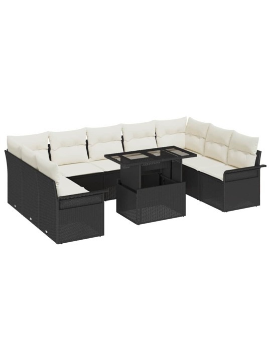 Dārza dīvānu komplekts 10 pcs melna 100 x 55 x 73 cm