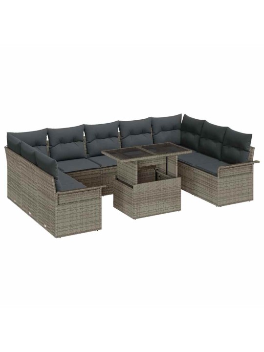 Dārza dīvānu komplekts 10 pcs pelēka 100 x 55 x 73 cm
