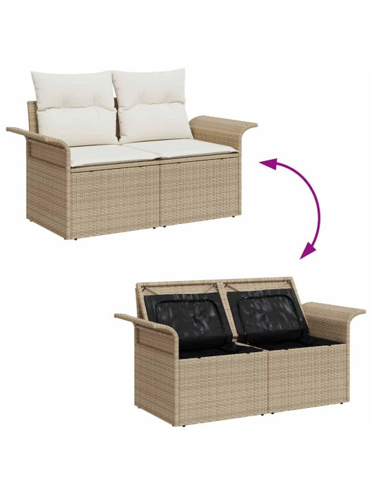 Dārza dīvānu komplekts ar spilvenu 10 pcs bēša 100 x 55 x 73 cm