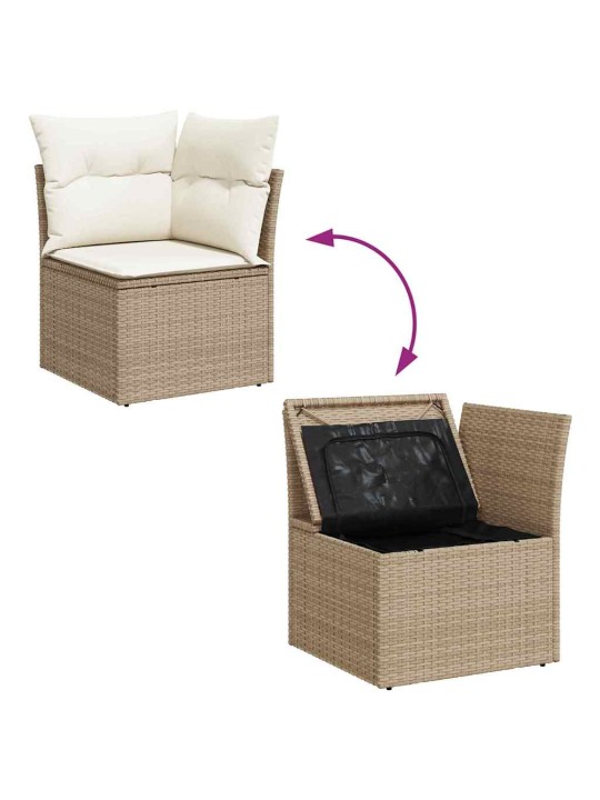 Dārza dīvānu komplekts ar spilvenu 10 pcs bēša 100 x 55 x 73 cm