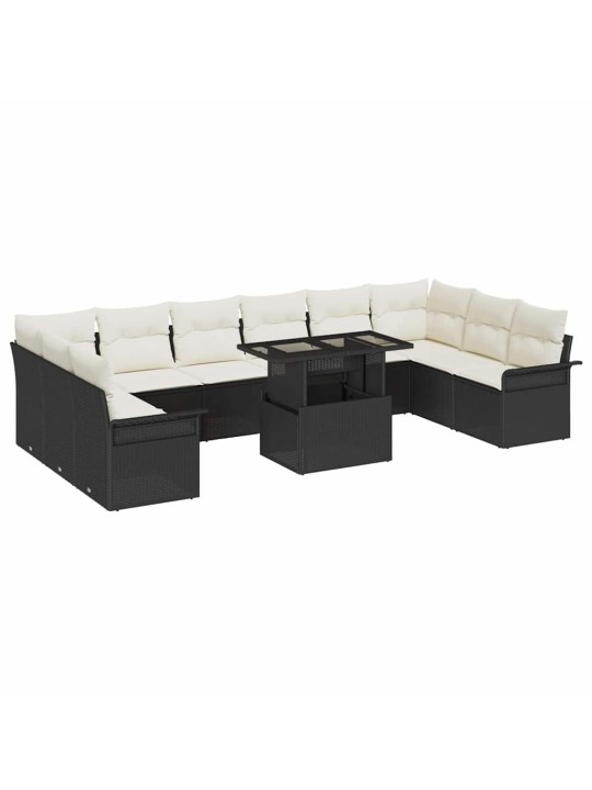Dārza dīvānu komplekts 11 pcs melna 100 x 55 x 73 cm