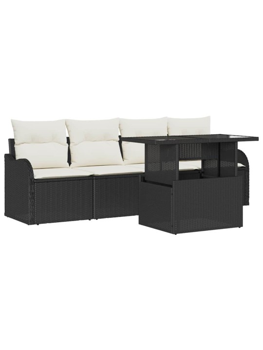 Dārza dīvānu komplekts ar spilvenu 5 pcs melna 100 x 55 x 73 cm