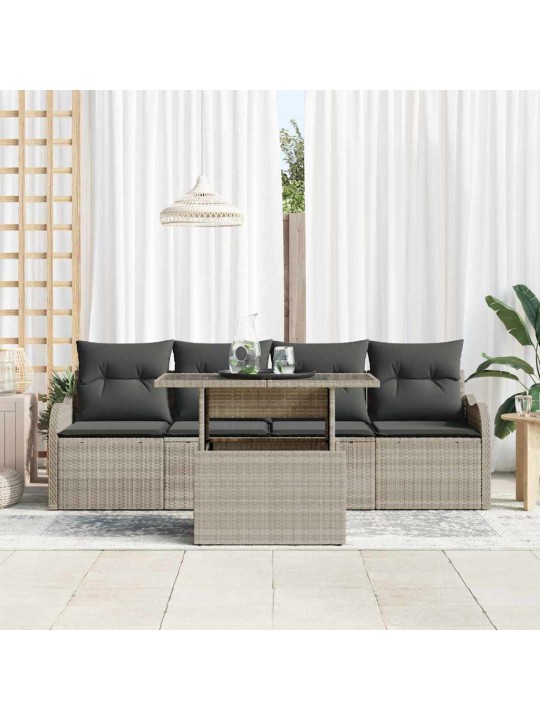 Dārza dīvānu komplekts 5 pcs gaiši pelēka 100 x 55 x 73 cm
