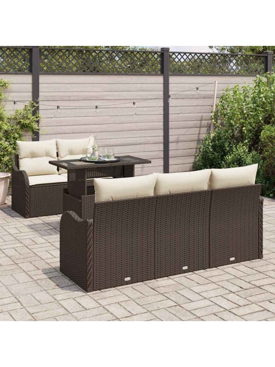 Dārza dīvānu komplekts ar spilvenu 6 pcs brūna 100 x 55 x 73 cm
