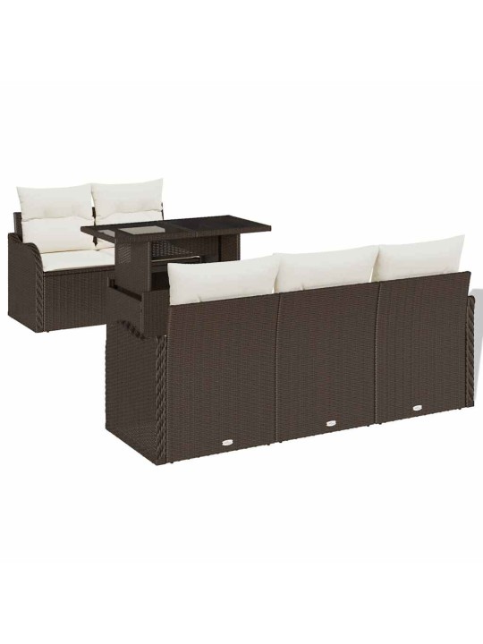 Dārza dīvānu komplekts ar spilvenu 6 pcs brūna 100 x 55 x 73 cm