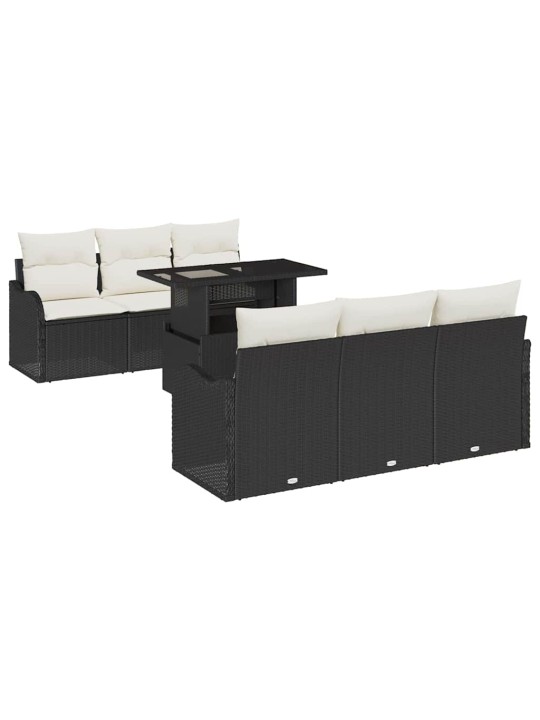 Dārza dīvānu komplekts ar spilvenu 7 pcs melna 100 x 55 x 73 cm