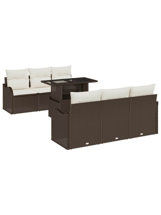 Dārza dīvānu komplekts ar spilvenu 7 pcs brūna 100 x 55 x 73 cm