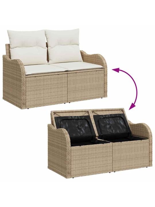 Dārza dīvānu komplekts ar spilvenu 7 pcs bēša 100 x 55 x 73 cm