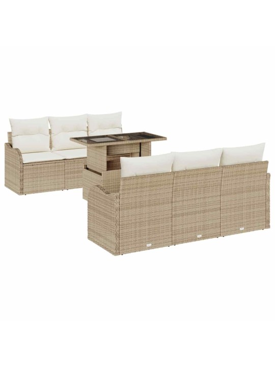 Dārza dīvānu komplekts ar spilvenu 7 pcs bēša 100 x 55 x 73 cm