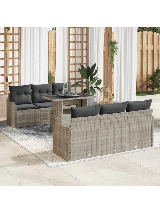 Dārza dīvānu komplekts 7 pcs gaiši pelēka 100 x 55 x 73 cm