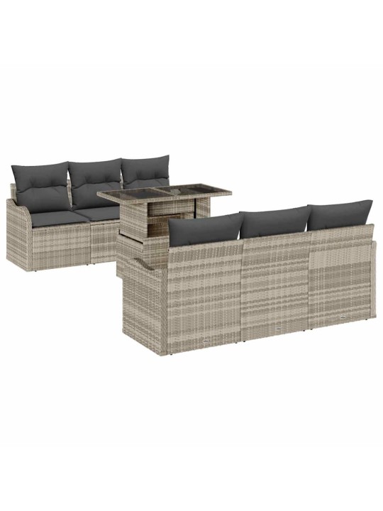 Dārza dīvānu komplekts 7 pcs gaiši pelēka 100 x 55 x 73 cm