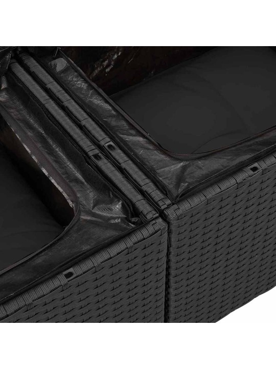 Dārza dīvānu komplekts ar spilvenu 7 pcs melna 100 x 55 x 73 cm