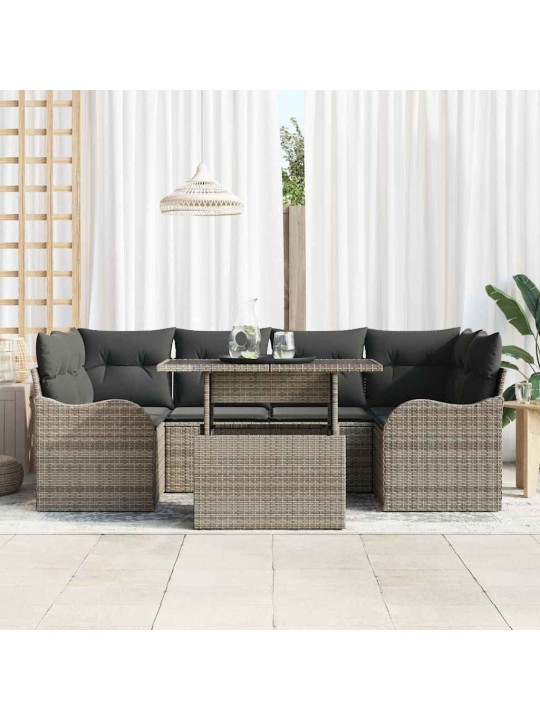 Dārza dīvānu komplekts 7 pcs pelēka 100 x 55 x 73 cm