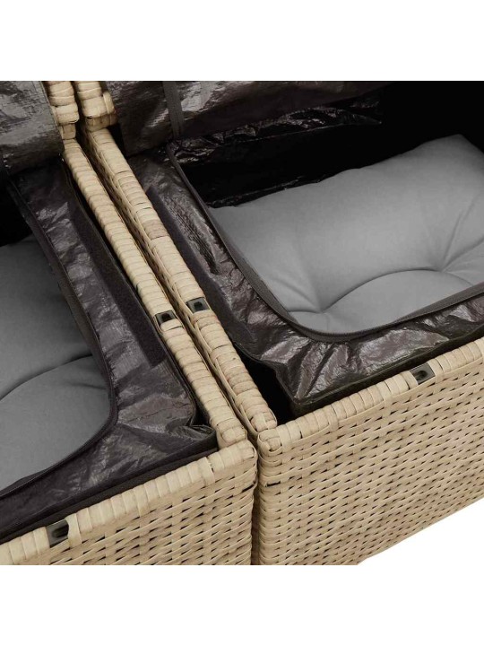 Dārza dīvānu komplekts ar spilvenu 7 pcs bēša 100 x 55 x 73 cm