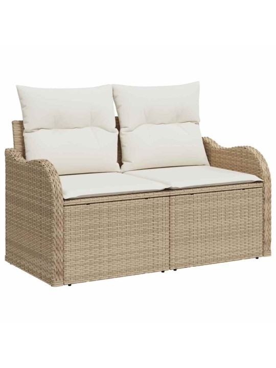 Dārza dīvānu komplekts ar spilvenu 7 pcs bēša 100 x 55 x 73 cm