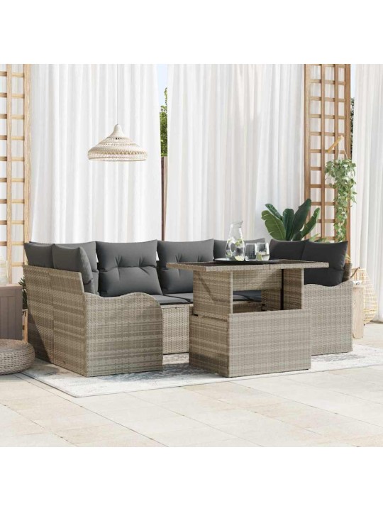 Dārza dīvānu komplekts 7 pcs gaiši pelēka 100 x 55 x 73 cm