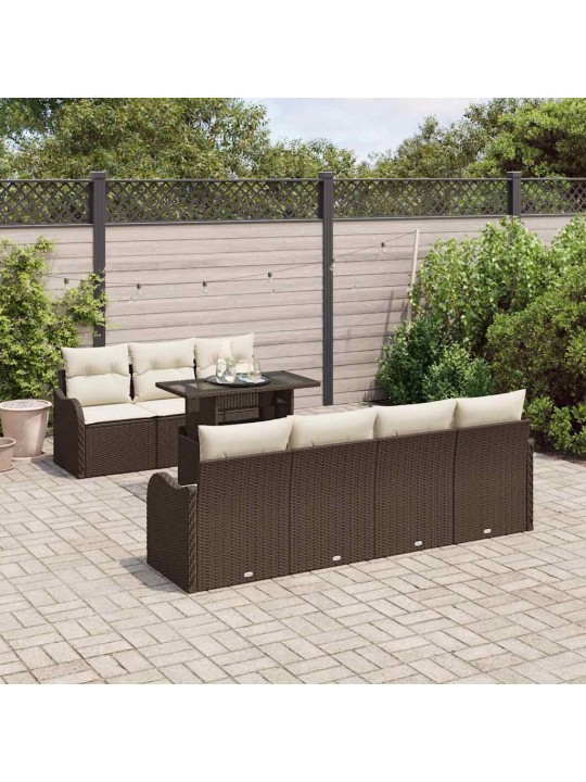 Dārza dīvānu komplekts ar spilvenu 8 pcs brūna 100 x 55 x 73 cm