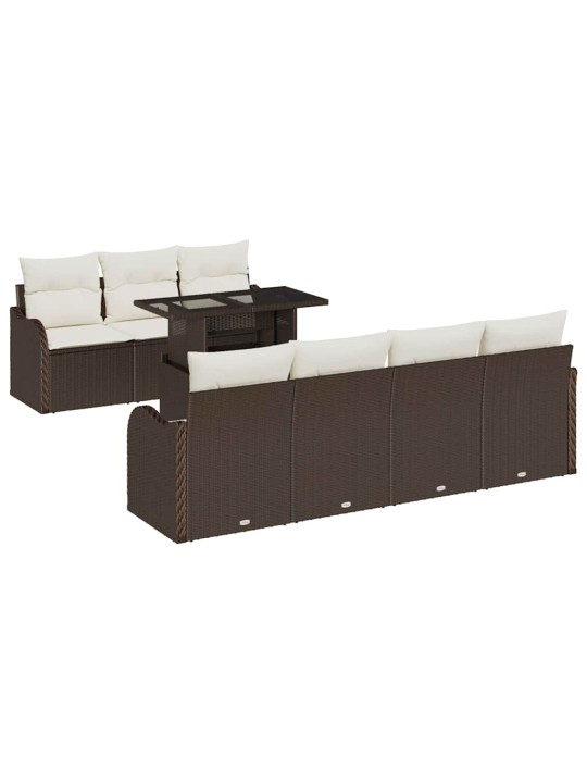 Dārza dīvānu komplekts ar spilvenu 8 pcs brūna 100 x 55 x 73 cm