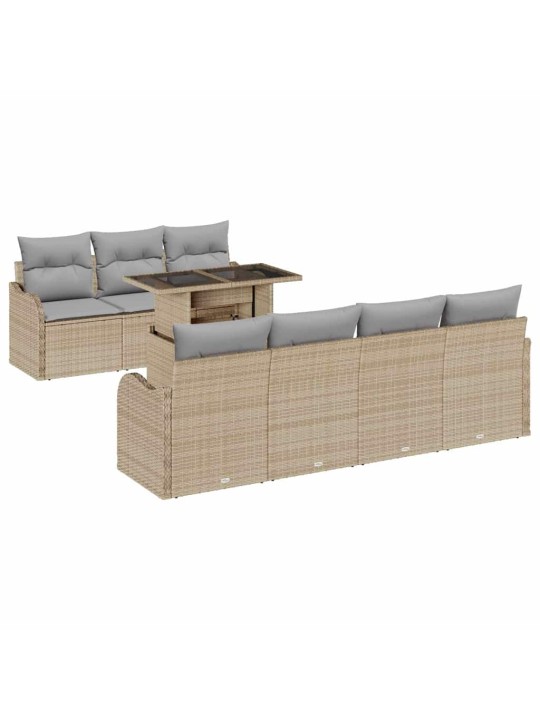 Dārza dīvānu komplekts ar spilvenu 8 pcs bēša 100 x 55 x 73 cm