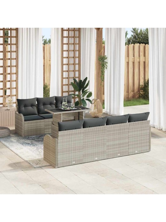 Dārza dīvānu komplekts 8 pcs gaiši pelēka 100 x 55 x 73 cm