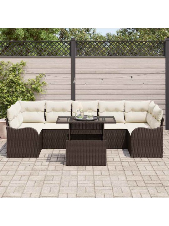 Dārza dīvānu komplekts ar spilvenu 8 pcs brūna 100 x 55 x 73 cm