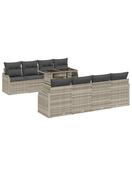 Dārza dīvānu komplekts 9 pcs gaiši pelēka 100 x 55 x 73 cm