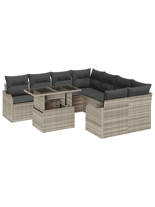 Dārza dīvānu komplekts 9 pcs gaiši pelēka 100 x 55 x 73 cm