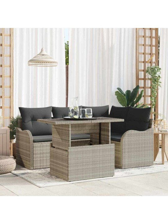 Dārza dīvānu komplekts 5 pcs gaiši pelēka 100 x 55 x 73 cm