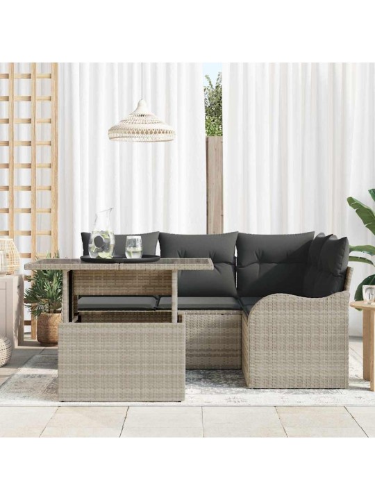 Dārza dīvānu komplekts 5 pcs gaiši pelēka 100 x 55 x 73 cm