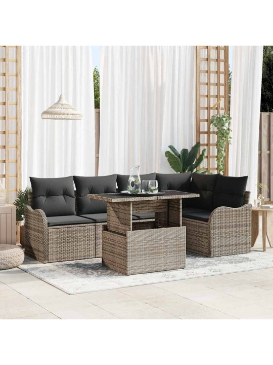 Dārza dīvānu komplekts 6 pcs pelēka 100 x 55 x 73 cm