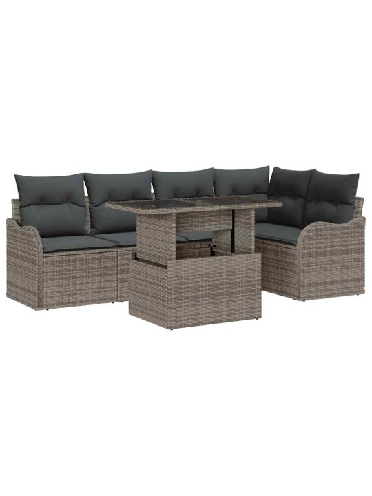 Dārza dīvānu komplekts 6 pcs pelēka 100 x 55 x 73 cm