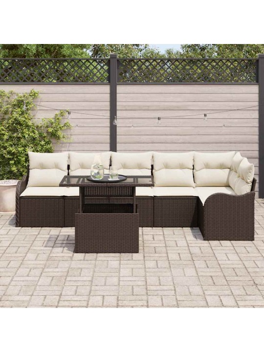 Dārza dīvānu komplekts ar spilvenu 7 pcs brūna 100 x 55 x 73 cm