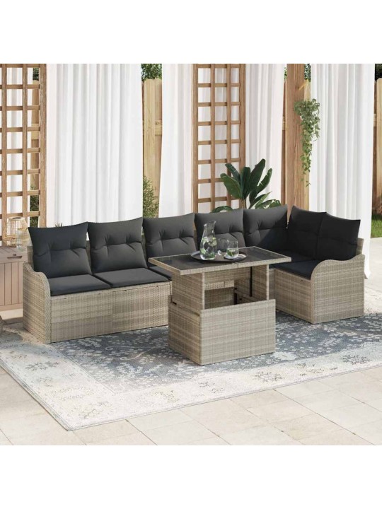 Dārza dīvānu komplekts 7 pcs gaiši pelēka 100 x 55 x 73 cm