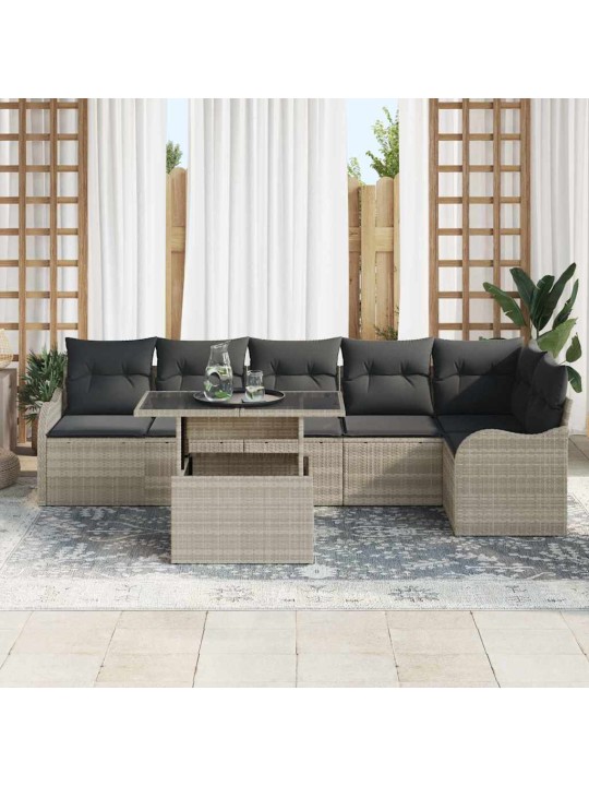 Dārza dīvānu komplekts 7 pcs gaiši pelēka 100 x 55 x 73 cm