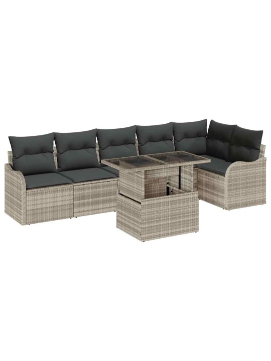 Dārza dīvānu komplekts 7 pcs gaiši pelēka 100 x 55 x 73 cm