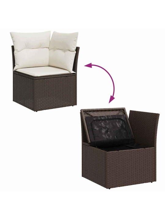 Dārza dīvānu komplekts ar spilvenu 9 pcs brūna 100 x 55 x 73 cm