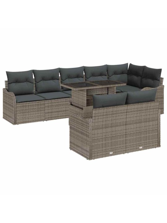Dārza dīvānu komplekts manuāls 9 pcs pelēka 100 x 55 x 73 cm